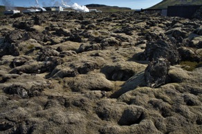 Area of lagoon was made by slow moving lava.